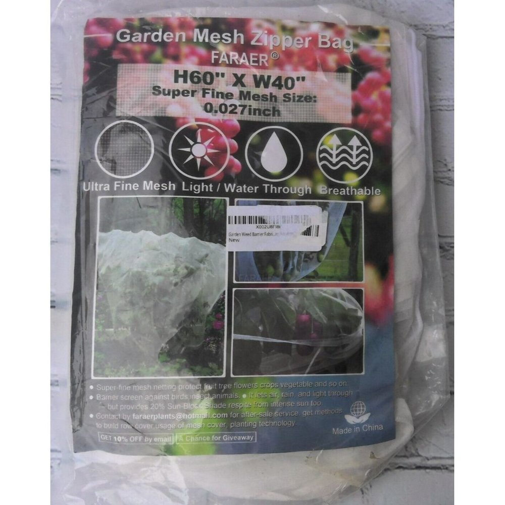 Garden Mesh Zipper Bag 60" x 40" Super Fine Mesh Super Fine Mesh